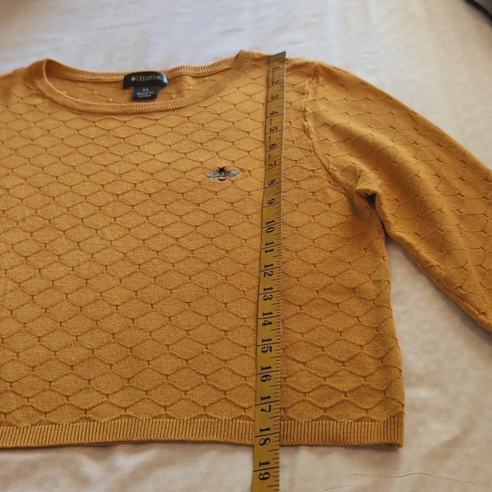 Bright and Beautiful EUC Honeybee Cropped Golden Lightweight Sweater 3/4 Sleeve - Picture 10 of 11